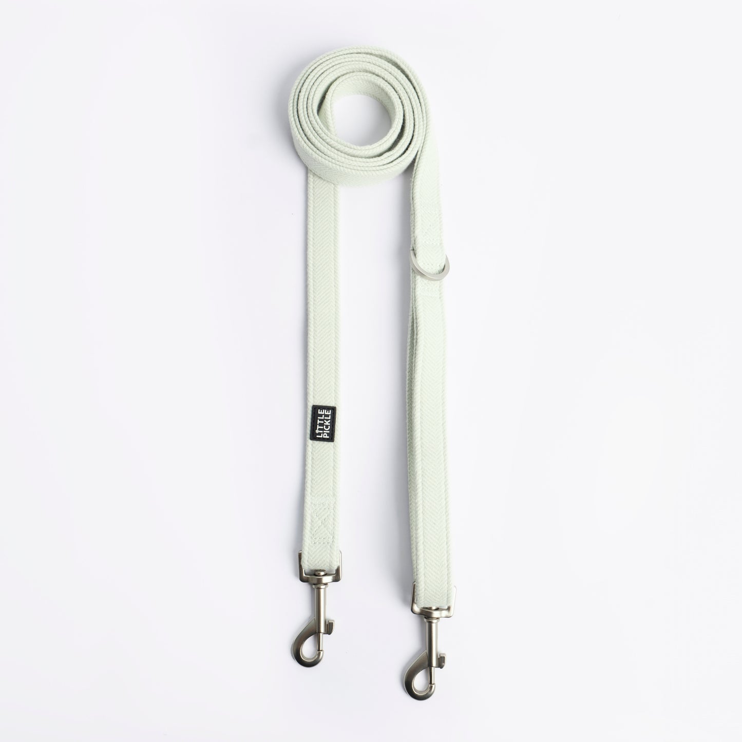 Hands-Free Leash (Dual-Hook Leash + Extender) in Mint Green Herringbone - Little Pickle