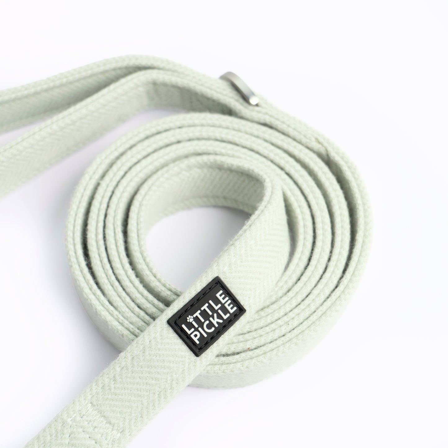 Versa Dual-Hook Leash in Mint Green Herringbone - Little Pickle