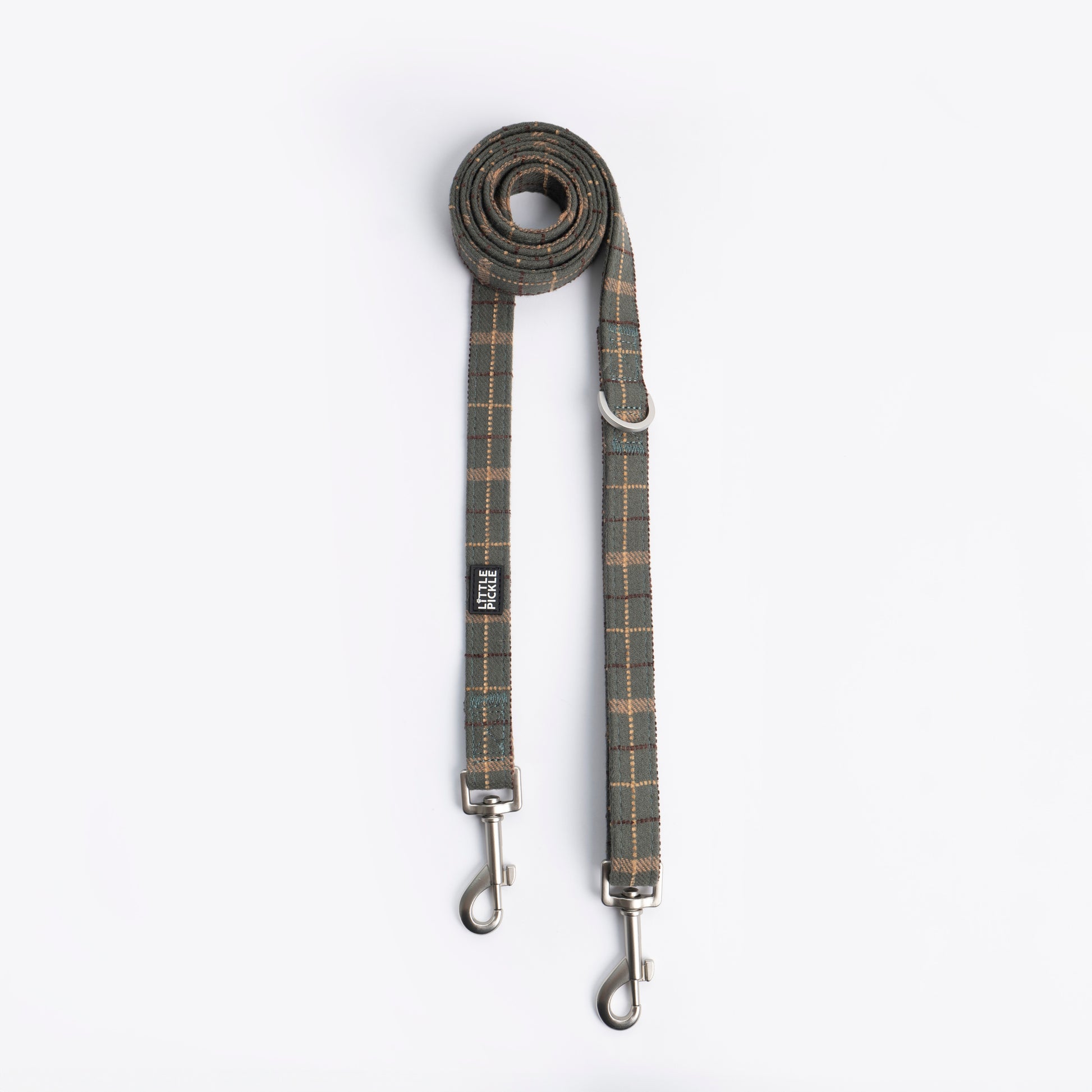 Hands-Free Leash (Dual-Hook Leash + Extender) in Forest Green Plaid - Little Pickle