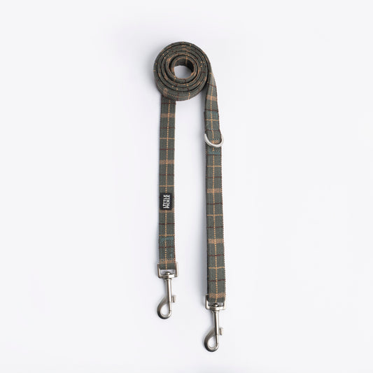 Hands-Free Leash (Dual-Hook Leash + Extender) in Forest Green Plaid - Little Pickle Little Pickle