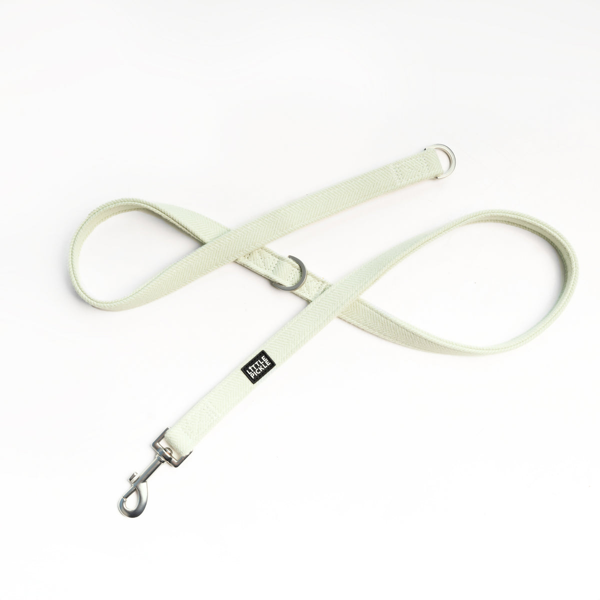 Hands-Free Leash (Dual-Hook Leash + Extender) in Mint Green Herringbone - Little Pickle