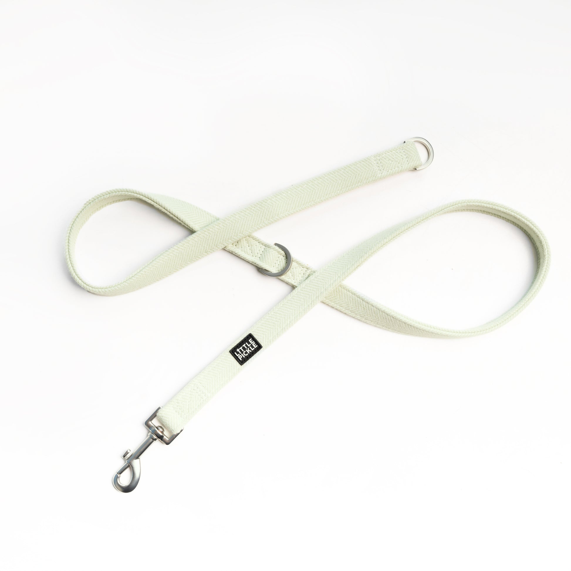 Hands-Free Leash (Dual-Hook Leash + Extender) in Mint Green Herringbone - Little Pickle